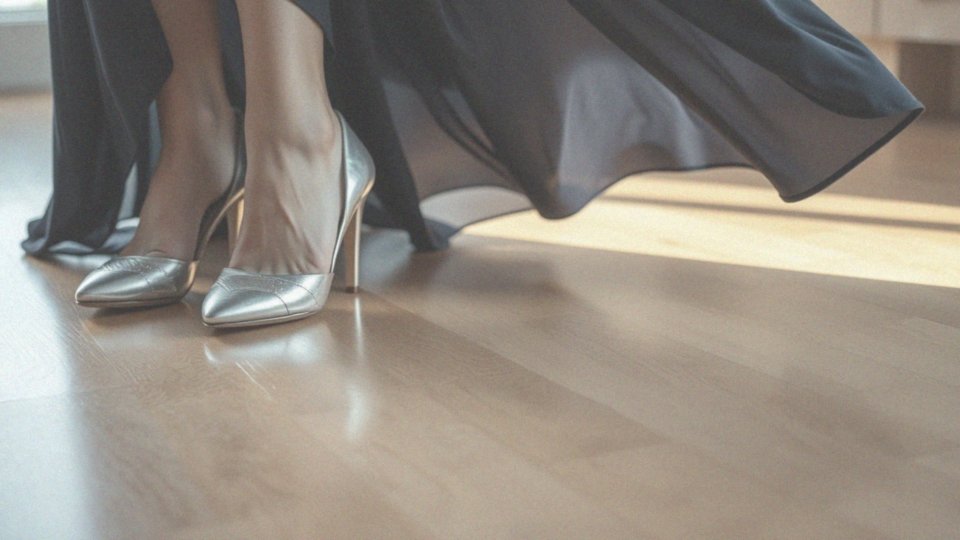 Jak metaliczne buty dopełniają granatową sukienkę?